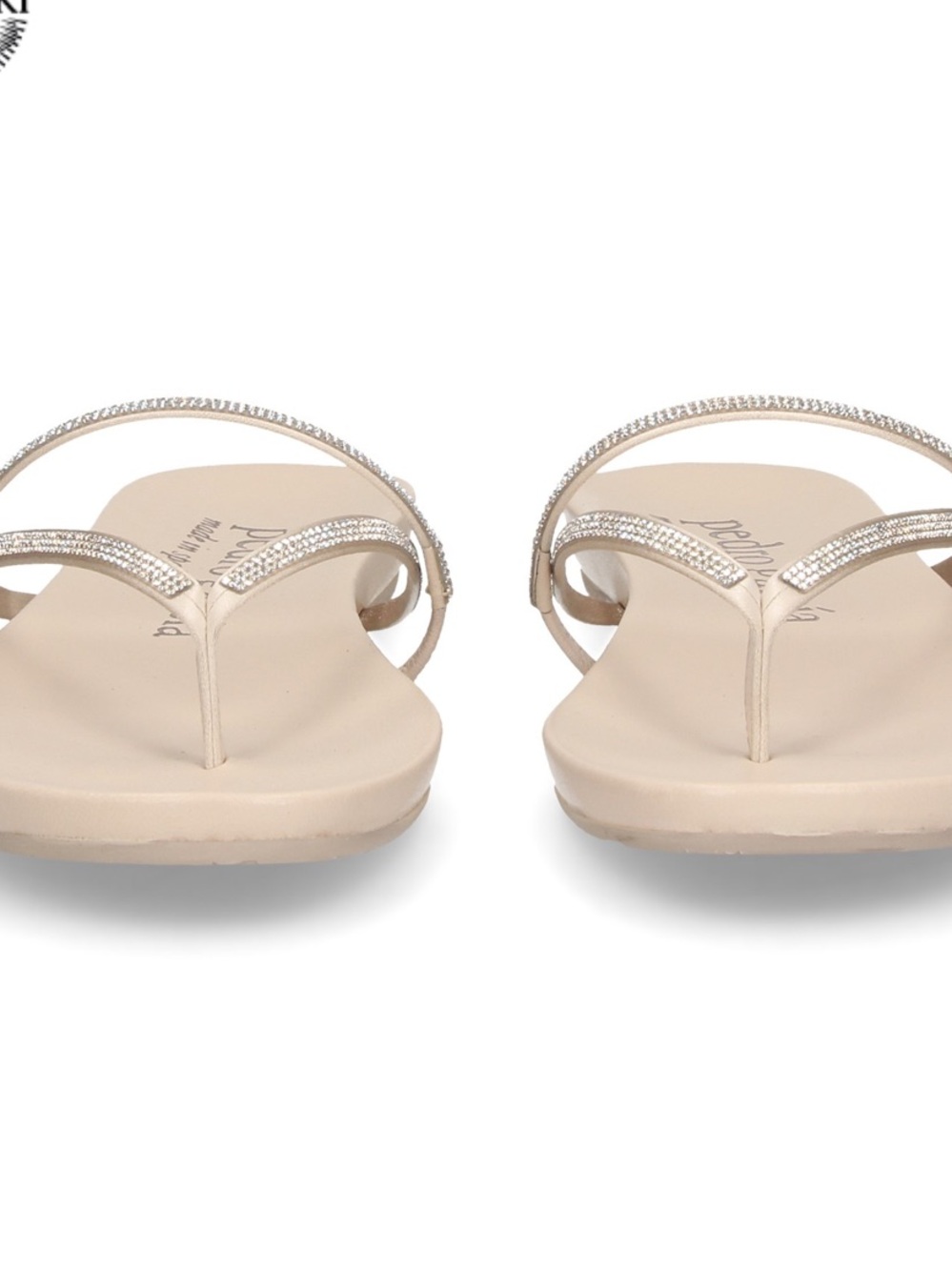 Pedro Garcia white Crystal-Trim Flip Flop Sandals New